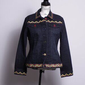 Vintage DG2 by Diane Gilman Embroidered Jean Jacket, Size M